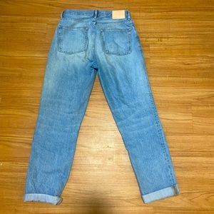 Everlane “the cheeky jean” light vintage wash.
